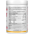 The back of a white plastic bottle of AMINOCODE BCAA supplement, showing the detailed nutrition facts label, directions, and ingredients in French and English.