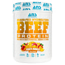 Beef protein powder container with 'ANS Performance' branding on a white background