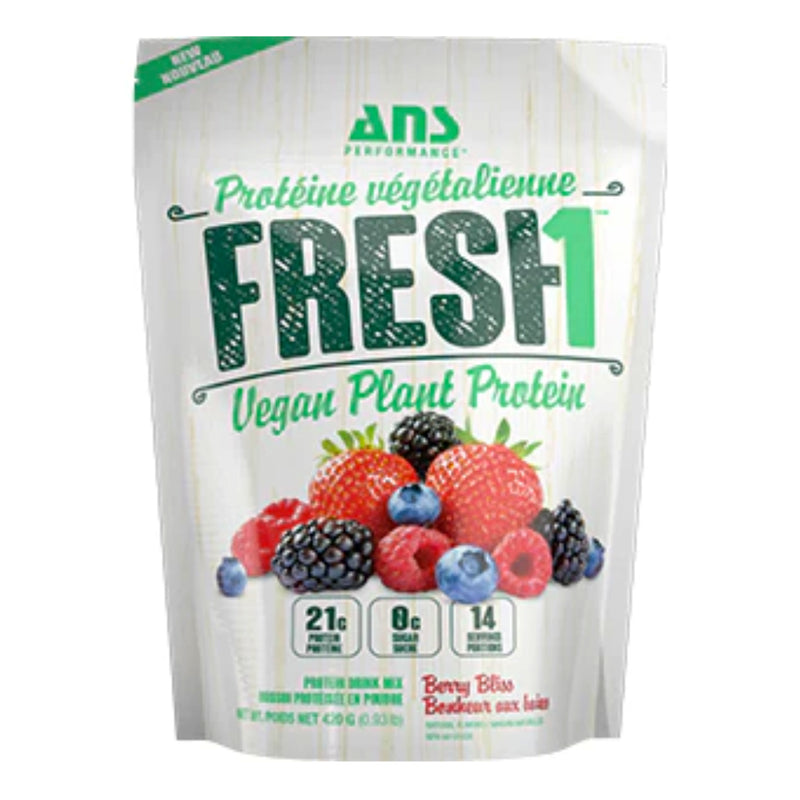 Buy Now! ANS Performance Fresh1 Vegan Protein 1 lbs Berry Bliss. Fresh1 Vegan Plant Protein is a delicious blend of 5 different protein sources. 