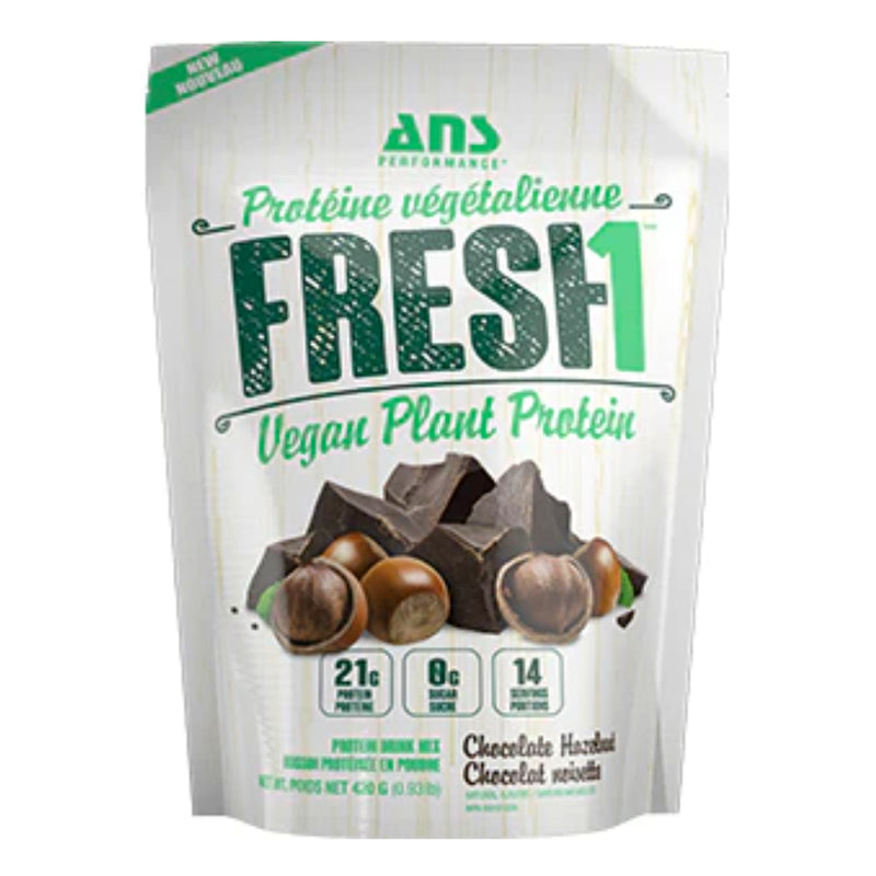 Buy Now! ANS Performance Fresh1 Vegan Protein 1 lbs chocolate hazelnut. Fresh1 Vegan Plant Protein is a delicious blend of 5 different protein sources. 