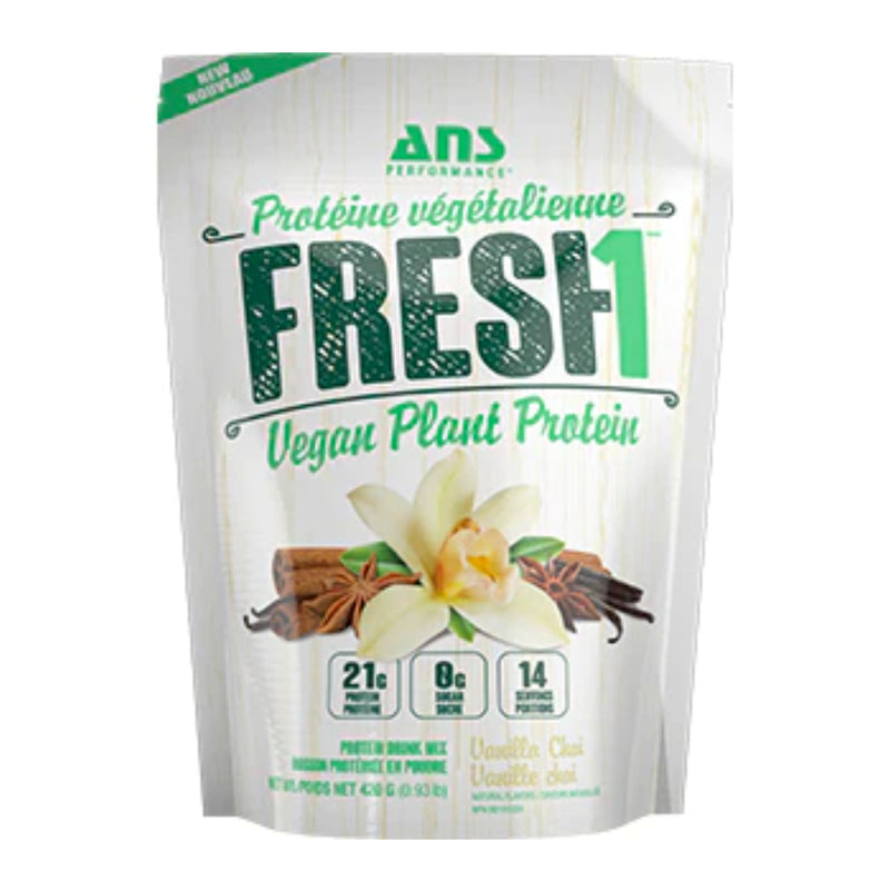 Buy Now! ANS Performance Fresh1 Vegan Protein 1 lbs Vanilla Chai. Fresh1 Vegan Plant Protein is a delicious blend of 5 different protein sources. 