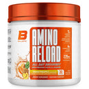 Amino acid supplement container labeled 'Amino Reload' with orange and white design.