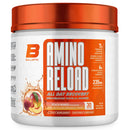Amino acid supplement container labeled 'Amino Reload' with peach mango flavor on a white background.