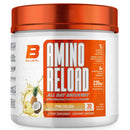 Amino Reload supplement container with orange and white design on a white background