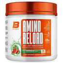 Amino acid supplement container labeled 'Amino Reload' with watermelon flavor on a white background.