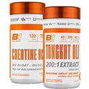 Two supplement containers labeled 'Creatine HCI' and 'Tongkat Ali' on a white background.