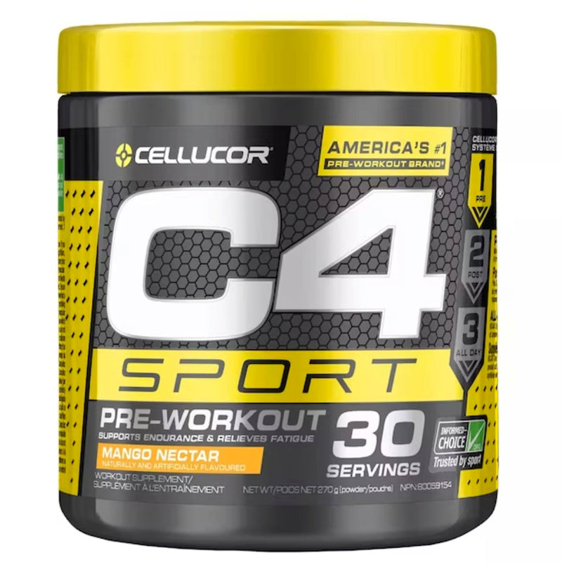 Cellucor C4 Sport pre-workout 30 serving mango nectar.