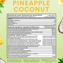 Nutritional label for pineapple coconut flavor with ingredients listed.