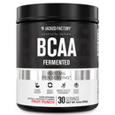 Jacked Factory BCAA supplement container on a white background