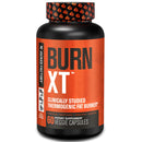 Supplement bottle labeled 'Burn XT' with orange and black design on a white background