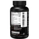 Black supplement bottle with label on a white background