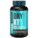 A bottle of Jacked Factory DRY XT supplement with 60 Vcaps. The bottle is predominantly blue and black with white and blue text detailing the product name and benefits.