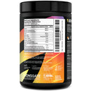 Supplement container with colorful label on a white background