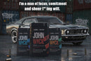 John Wick supplements with a black car and urban background