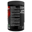 Black supplement container with red and white text on a white background