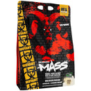 Mutant Mass muscle mass gainer supplement packaging with red and yellow design.