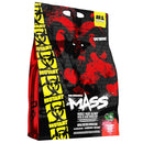 Mutant Mass muscle mass gainer supplement packaging with red and black design.