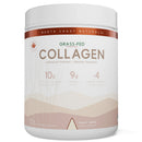 A white plastic tub of North Coast Naturals Grass-Fed Collagen powder in French Vanilla flavor, featuring a clean white label with brown and green text and graphics.