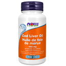 Bottle of NOW Foods Cod Liver Oil 650 mg with 100 softgels.