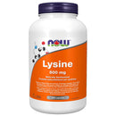 A bottle of NOW Foods L-Lysine 500 mg supplements with 250 tablets.