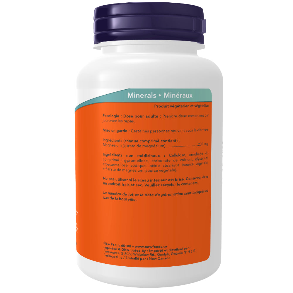 thumbnail image 2 of NOW Foods Magnesium Citrate 200 Mg, 100 Tablets - Mineral Supplement For Nervous System Support 2 of 4