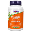 A bottle of NOW Foods Prostate Support softgels, containing 90 oil-based capsules designed for prostate health.