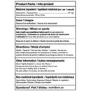 Product label with medicinal ingredient and usage instructions on a white background