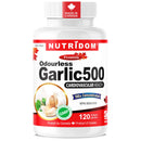 Nutridom Odourless Garlic 500 supplement bottle on a white background