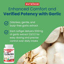 NUTRIDOM Garlic supplement packaging with garlic bulbs on a green background