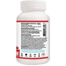 Supplement bottle label with text and symbols on a white background