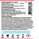 Product label with medicinal and non-medicinal ingredient details, recommended use, and cautionary statements.