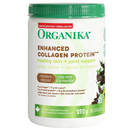 Organika Enhanced Collagen Protein container with green lid on a white background