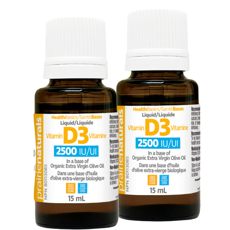 Buy 1 Get 1 FREE! | Prairie Naturals Vitamin D3 2500IU (2 x 15 ml)