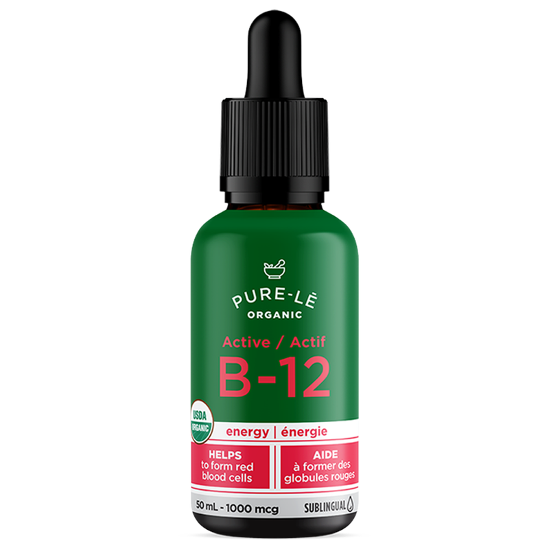 PURE-LE | Organic Sublingual Active Vitamin B-12 | 1000 mcg (50 ml)