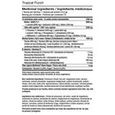 Nutritional label for a product labeled 'Tropical Punch' with medicinal and non-medicinal ingredients.