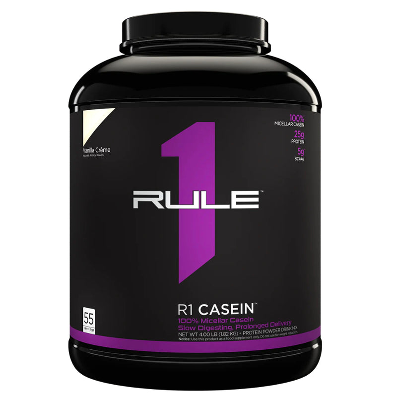 Buy Now! R1 Casein Protein (Vanilla Creme). We utilize 25g per serving of Micellar Casein in this protein formula, so it keeps working long after you've left the gym. It's slow-release formulation is designed for occasions when you want a protein that takes its time and delivers its amino acids benefits over several hours.
