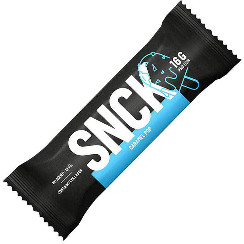 Snack bar packaging with black and blue design on a white background