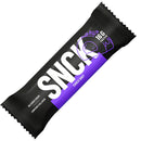 Snack bar packaging with black and purple design on a white background