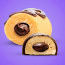 Donut with chocolate glaze on a purple background