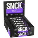 Box of SNCK Choco Shot protein bars with black and purple design.