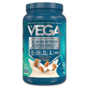 A container of Vega All-in-One Nutrition in Berry Blast flavor, highlighting its plant-based protein and comprehensive nutrition benefits.