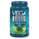 A container of Vega All-in-One Nutrition in Berry Blast flavor, highlighting its plant-based protein and comprehensive nutrition benefits.