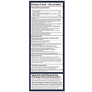 Product facts label with text on a white background