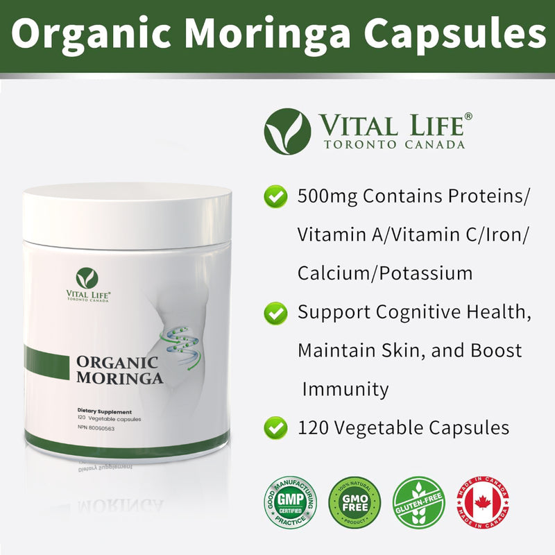 Vital Life | Organic Moringa 500 mg (120 Vcaps)