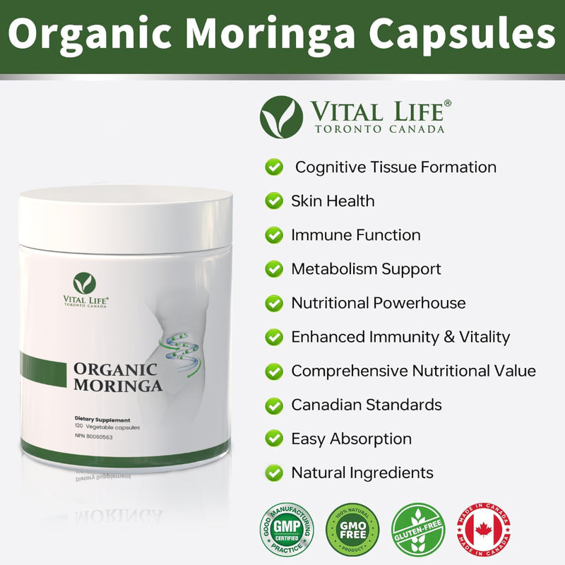 Vital Life | Organic Moringa 500 mg (120 Vcaps)