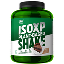 Green container of ISOXP Plant-Based Shake with a white label on a white background