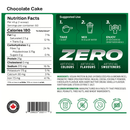 Nutrition facts label and ingredients list for a protein powder package with a green and white design.