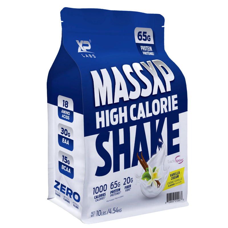 XP Labs MassXP High Calorie Shake, 10lbs, Weight Gainer in Vanilla Cream Flavor