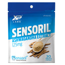 Packaging of XP Labs SENSORIL Ashwagandha Extract with a picture of the product and a spoonful of ashwagandha powder. The package indicates 125 mg per tablet and 30 tablets in total.
