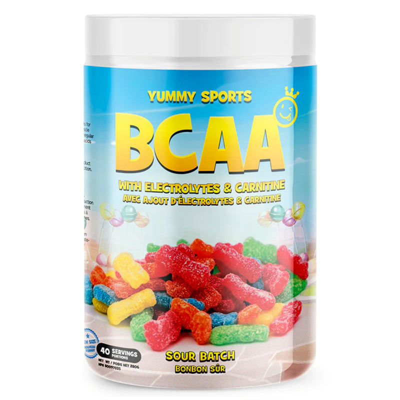 Yummy Sports BCAA Bottle Image of Flavour Sour Batch